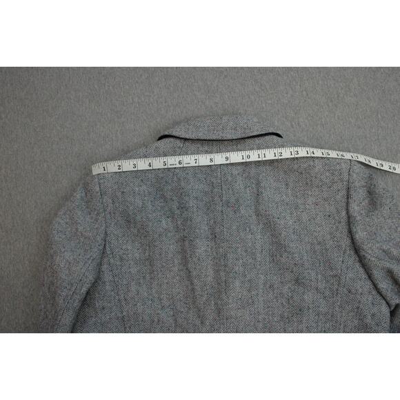 Talbots Blazer Womens 12 Gray Herringbone 2 Button Notch Lapel Formal Jacket - Picture 12 of 12